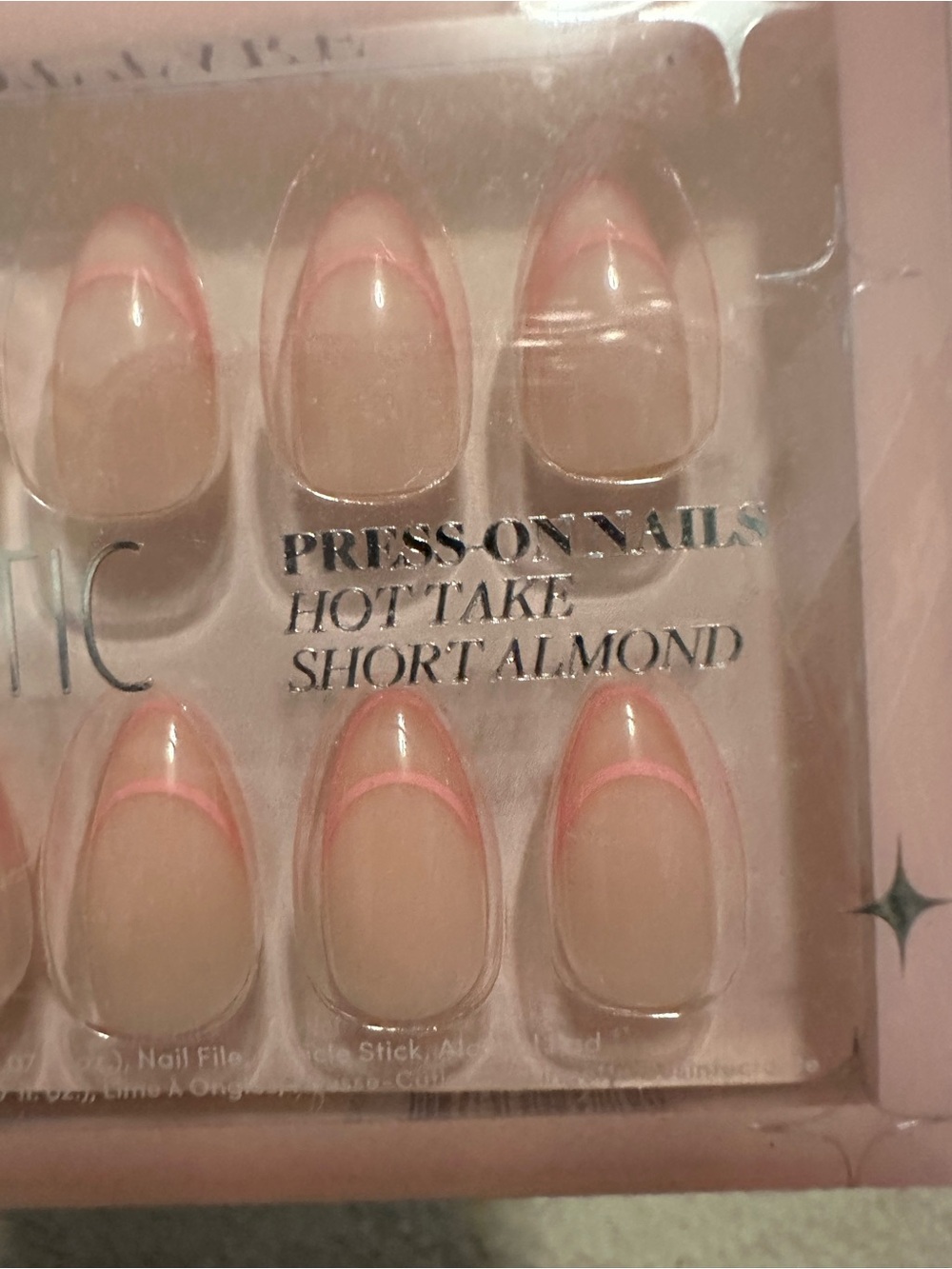 GLAMNETIC Press-On Nails Set — Pink Almond Floral & Nude French - Picture 5 of 5